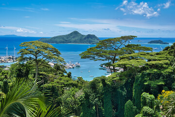 View of St anne marine park and port from sans sousi road, Mahe Seychelles 1