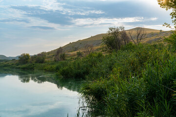 The Great Russian Volga River and its banks.