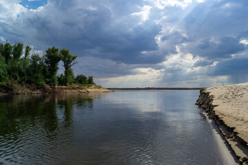 The Great Russian Volga River and its banks.