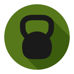 Fototapeta premium Kettlebell icon, fitness sport symbol, iron equipment vector illustration, workout heavy training web mark