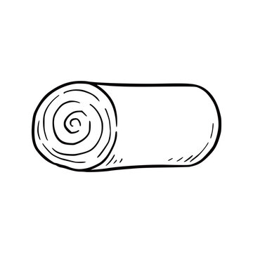 Hand drawn rolled haystack. Doodle sketch style. Drawing line simple haystack icon. Isolated vector illustration.