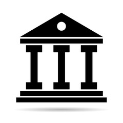 Building university architecture shadow icon, museum roman symbol, flat design vector illustration