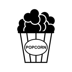 Popcorn food design icon, web corn box snack flat vector illustration element