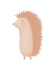 Cute Little Hedgehog Vector Print. Lovely Nursery Vector Art with Sweet Little Hedgehog on a White Background. Hand Drawn Woodland Print ideal for Card, Wall Art, Poster, Greetings. Cartoon Wildlife.