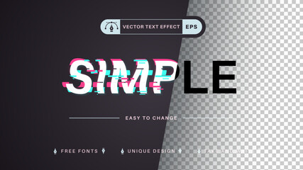 Simple Glitch - Editable Text Effect, Font Style