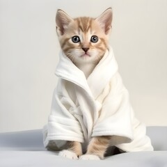 "Cozy Kitten: Wrapped in a Warm Bathrobe" | Nursery Room | Generative AI Artwork
