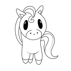 Cartoon horse coloring page. Cartoon horse drawing illustration.