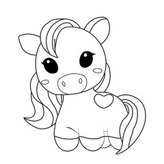 Cartoon horse coloring page. Cartoon horse drawing illustration.