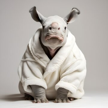 "Rhino Refresh: Baby Wrapped in a Soft Towel" | Nursery Room | Generative AI Artwork
