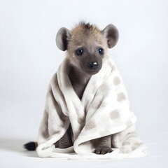 "Little Hyena Lounging in a Soft Bathrobe" | Nursery Room | Generative AI Artwork