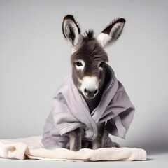 "Assuming the Robe: A Cozy Donkey Portrait" | Nursery Room | Generative AI Artwork 
