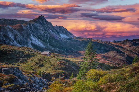 beautiful sunset in the mountains