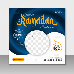 Ramadan food sale social media post and web banner template.