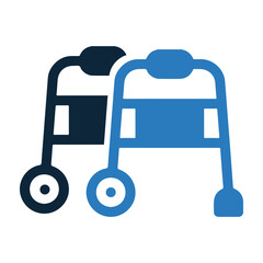 Foot travel, iron stand, walker, walking aid, walking frame icon