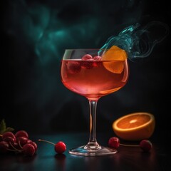3d image of high detailed margarita long drink with lime and orange. Alcoholic drink beverage details