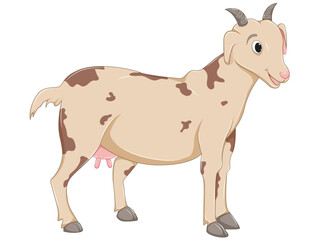 Cute Smiling Isolated Cartoon Goat with Live Outline 