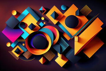 Abstract colorful geometry as wallpaper background (Generative AI)