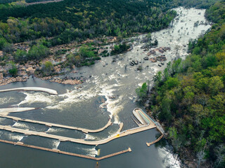 Whitewater attraction is Great Falls, SC from overhead.
