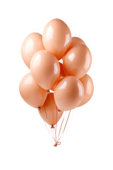 Many peach balloons isolated on white background. Generative AI
