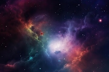 Fototapeta premium A galaxy filled with colorful stars and nebulae, surrounded by a dark and mysterious outer space. background Generative AI