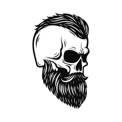 Human skull logo. Black and white emblem. Vector illustration