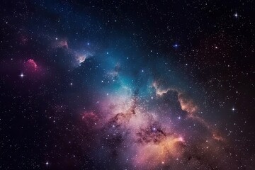 A galaxy filled with colorful stars and nebulae, surrounded by a dark and mysterious outer space. background Generative AI