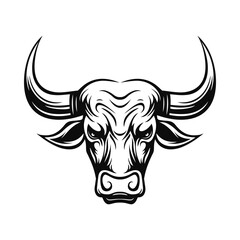 Bull head logo. Black and white emblem. Vector illustration