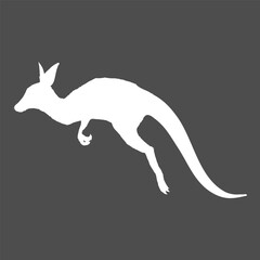 Obraz na płótnie Canvas Vector White Silhouette Jumping Kangaroo. Side View.