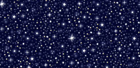 Starry sky hand drawn seamless pattern