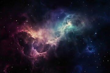 Fototapeta premium A galaxy filled with colorful stars and nebulae, surrounded by a dark and mysterious outer space. background Generative AI