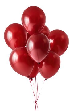 Big bunch of red balloons isolated on white background. Generative AI