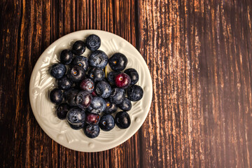 Delicious and Healthy Blueberry Snack on a Wooden Plate