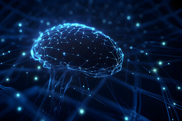 Artificial Intelligence brain technology data connections background, Generative AI