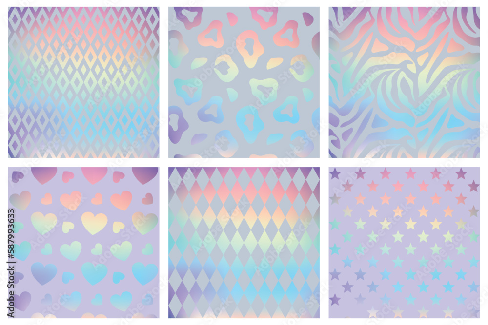 Aufkleber glitter hologram texture. foil pattern. metal gradient. pastel confetti on paper. holography neon. g
