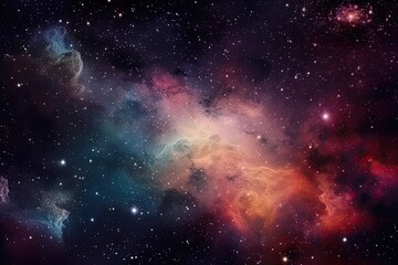 Naklejka premium A galaxy filled with colorful stars and nebulae, surrounded by a dark and mysterious outer space. background Generative AI