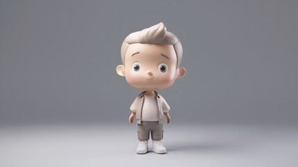 3D cute boy cartoon model. Generative ai.