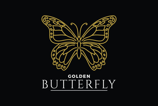 Elegant Luxury Golden Butterfly Insect Logo Design Inspiration