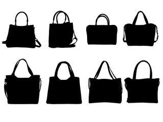 set of flat icons of women's handbag shapes