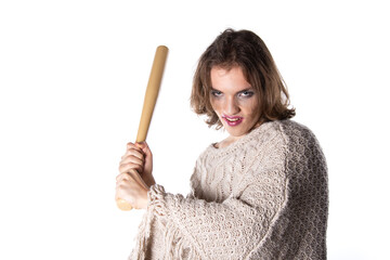 Young attractive gay man in makeup.