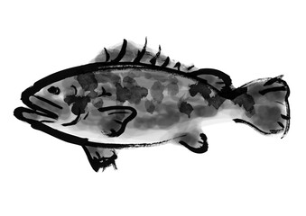 クエの手描き和風イラスト