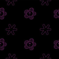 Rave psychedelic seamless pattern. Trippy background with surreal element. 90s style pattern with geometric pattern