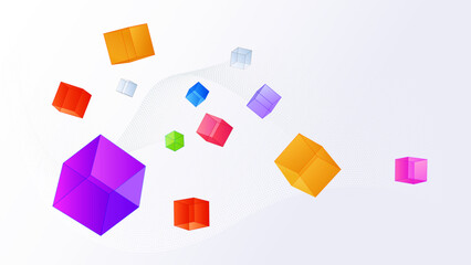 Fototapeta na wymiar Colorful cubic block chain conceptual background