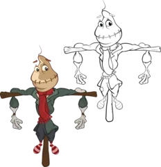 Foto op Plexiglas Vector Cartoon Character Scarecrow for you Design and Computer Game.  Coloring Book © liusa