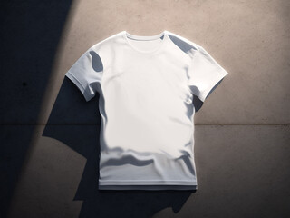 White T-shirt on natural background, white t-shirt mockup