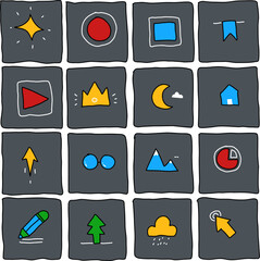 pattern icon hand drawn full color dark