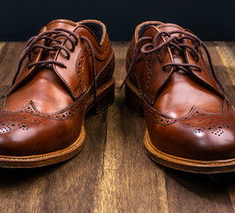 A pair of brown shoes