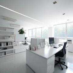 Beautiful office in white color.｜Generative AI