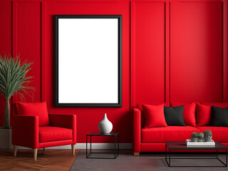 Mockup Large Frame in a luxury colorful room, frame mockup