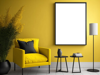 Mockup Large Frame in a luxury colorful room, frame mockup