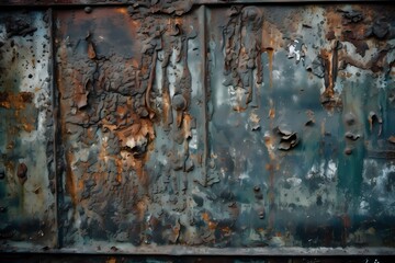 A wall with rusted metal Generative AI